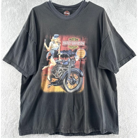Harley-Davidson Other - VTG Harley Davidson Mens Shirt 2XL Pin Up Girl Chattahoochee Columbus Black Tee